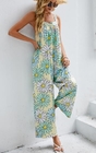 Low Moq Clothing Manufacturer Women'S Casual Loose Jumpsuits Printed Strap Wide Leg Pants With Pockets