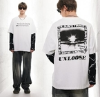 Oem Apparel Manufacturers 230GSM 100% Cotton Men'S Oversized Print Double Long Sleeve T Shirt